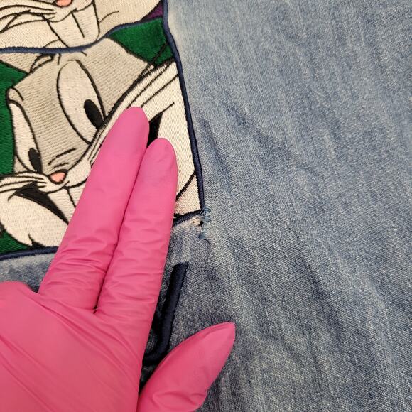 Vintage 1995 Bugs-Bunny Denim Shirt L/XL 23x30 Looney-Tunes - Picture 9 of 16